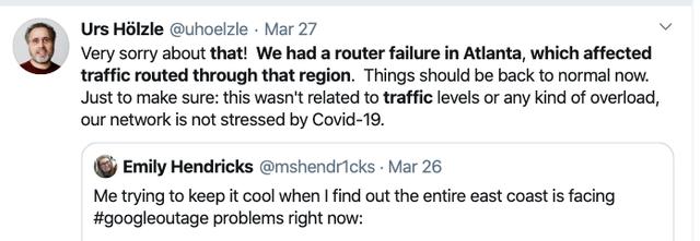 美国疫情加剧，然后google的服务器"崩了"......