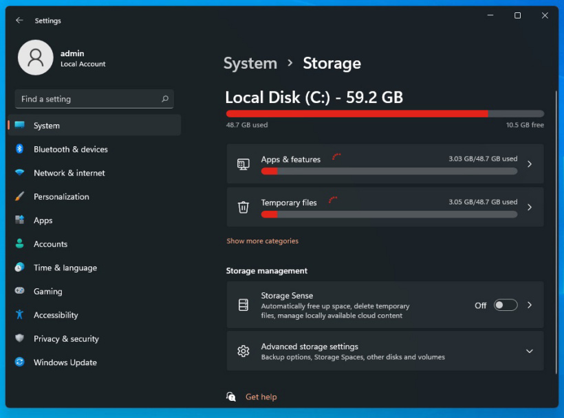 微软 Win11 全新设置功能一览,加快替代控制面板 Windows 11 Storage Settings