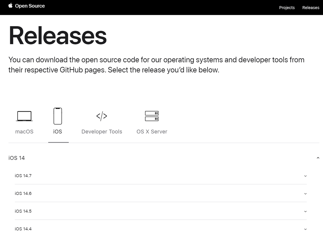 苹果推出重新设计的开源网站:包括 iOS、macOS 代码,还有 Swift、WebKit 等开源项目