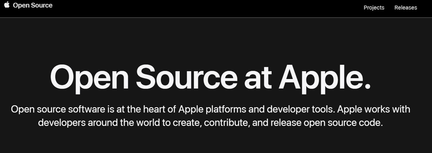 苹果推出重新设计的开源网站:包括 iOS、macOS 代码,还有 Swift、WebKit 等开源项目