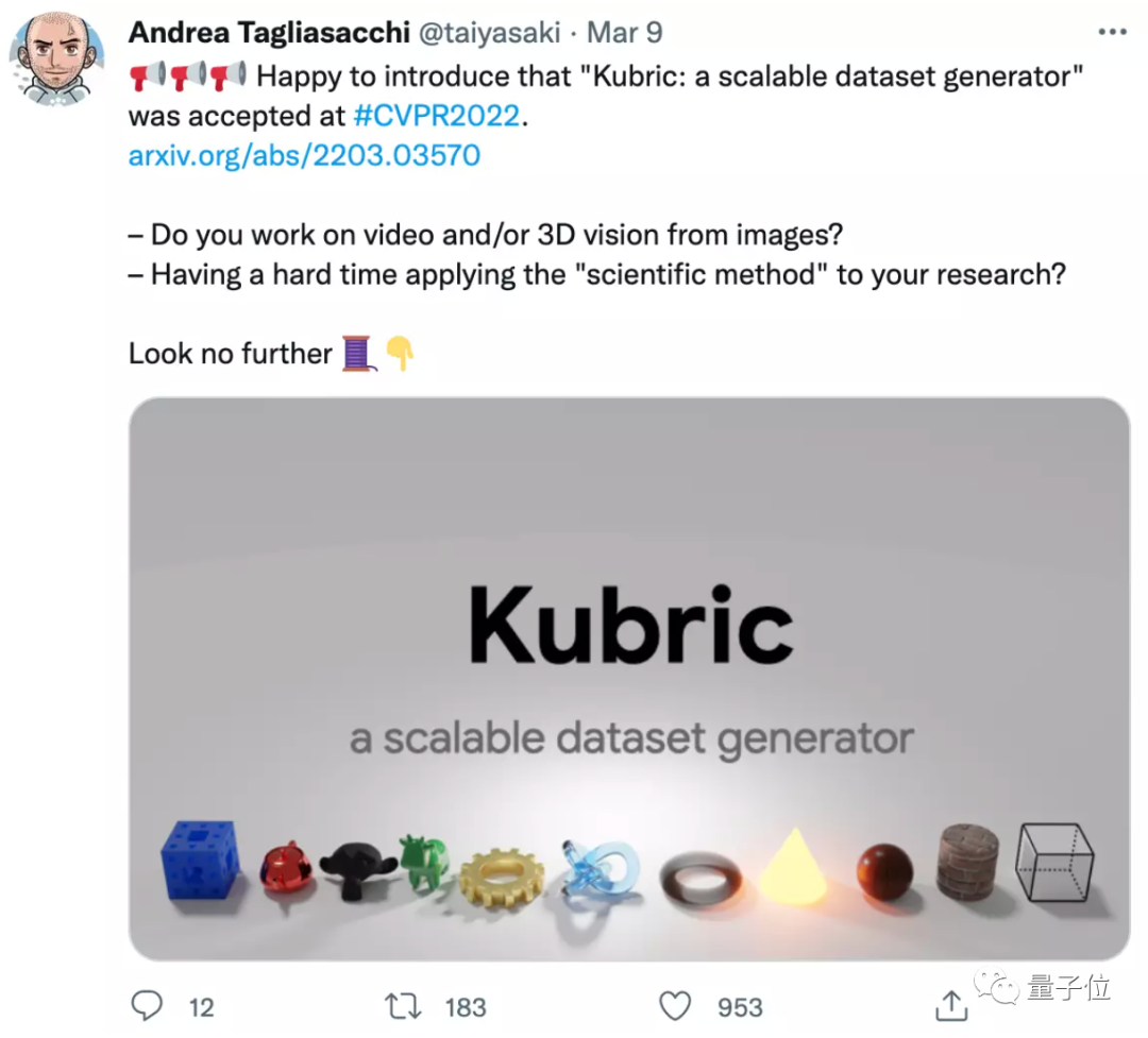 开源 CV 数据集生成器 Kubric 火了,支持 13 类复杂 CV 任务,DeepMind 谷歌 MIT 等打造