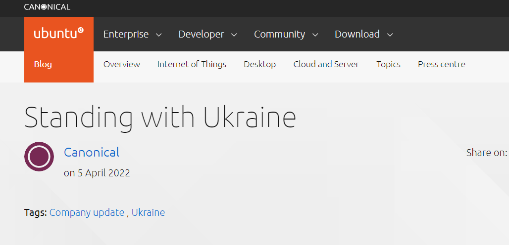 Ubuntu 开发商 Canonical 终止俄罗斯业务,但不会限制用户使用