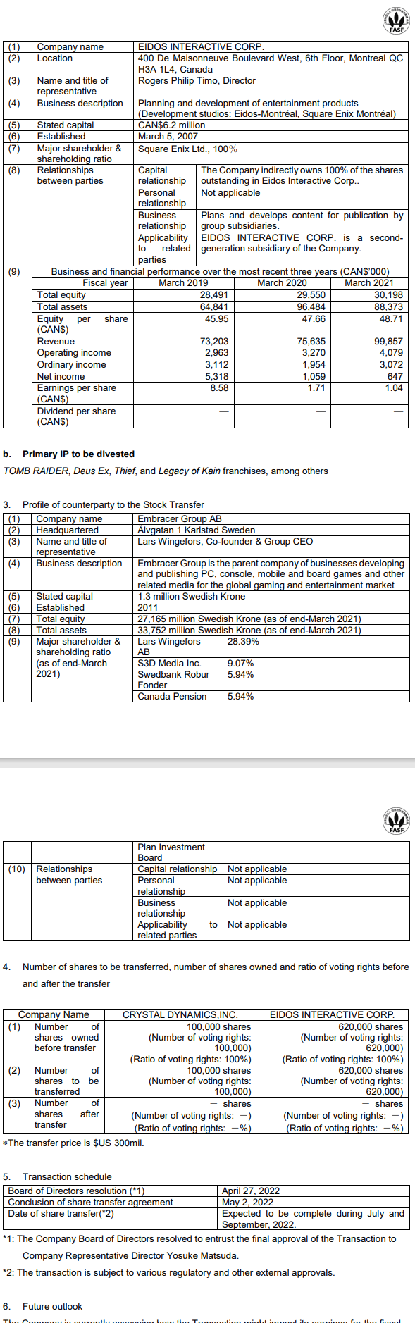 Square Enix 解释它为什么出售 Eidos 和水晶动力