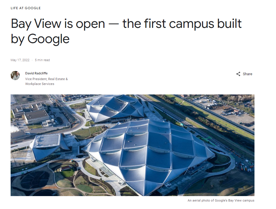 谷歌山景城新园区正式开放:采用未来主义设计,配备 5 万块太阳能电池板