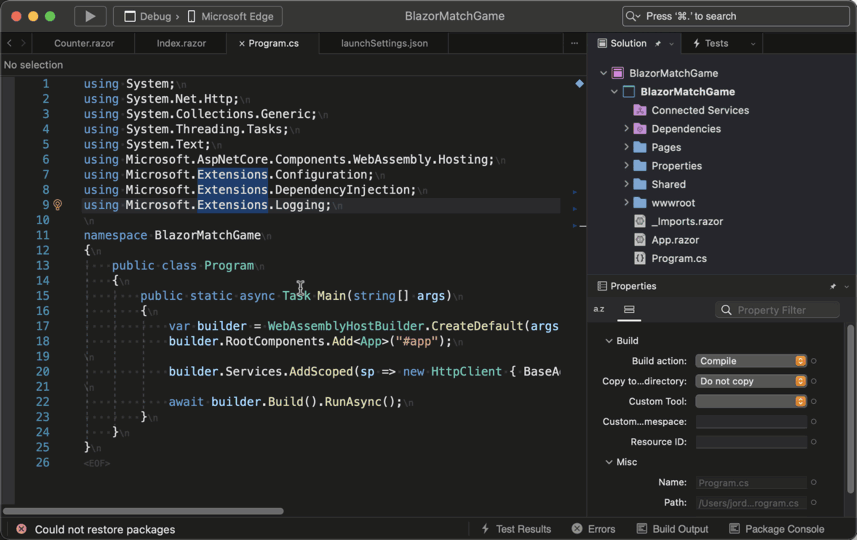 可将解决方案移到 IDE 的左侧
