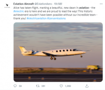 Eviation 公司电动飞机 Alice 首次试飞 8 分种