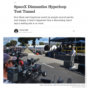 SpaceX 拆除超级高铁测试隧道