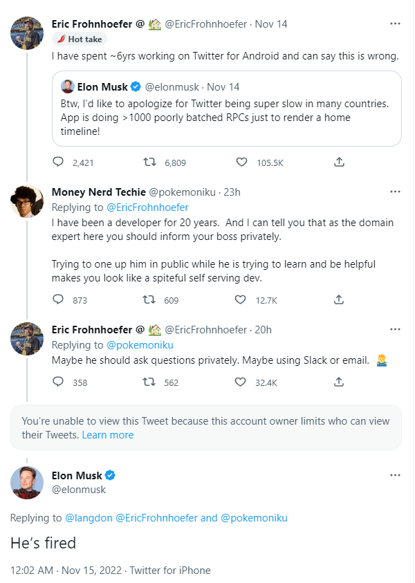 程序员在 Twitter 上公开指出马斯克推文错误,遭解雇