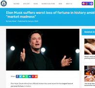 马斯克个人财富损失打破吉尼斯世界纪录