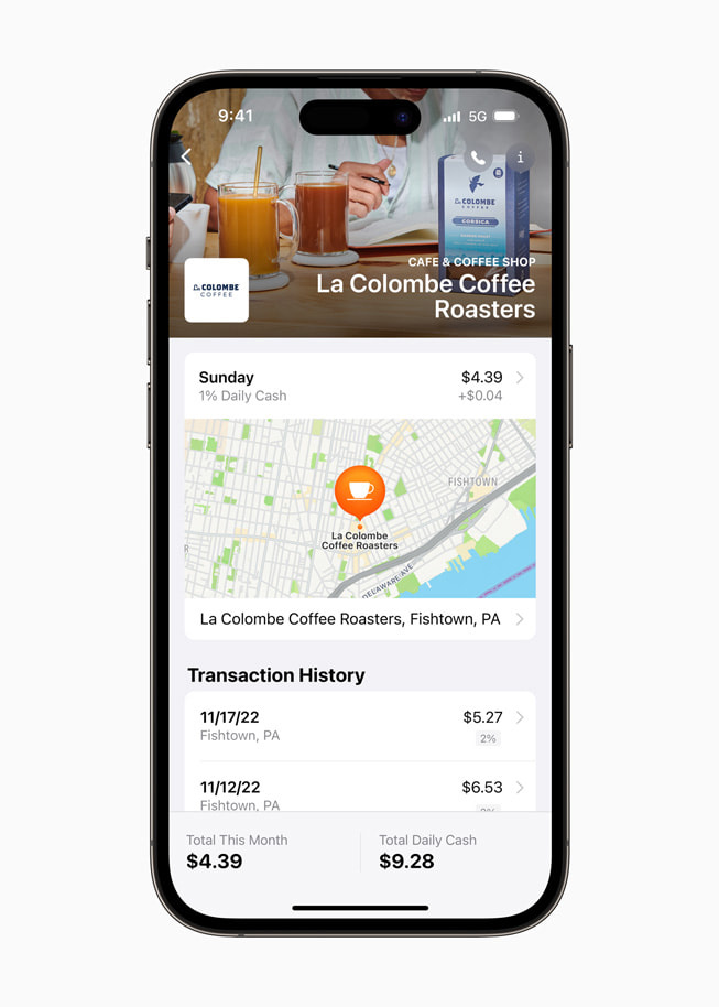 钱包 App 中显示一名用户在 La Colombe 的交易记录。