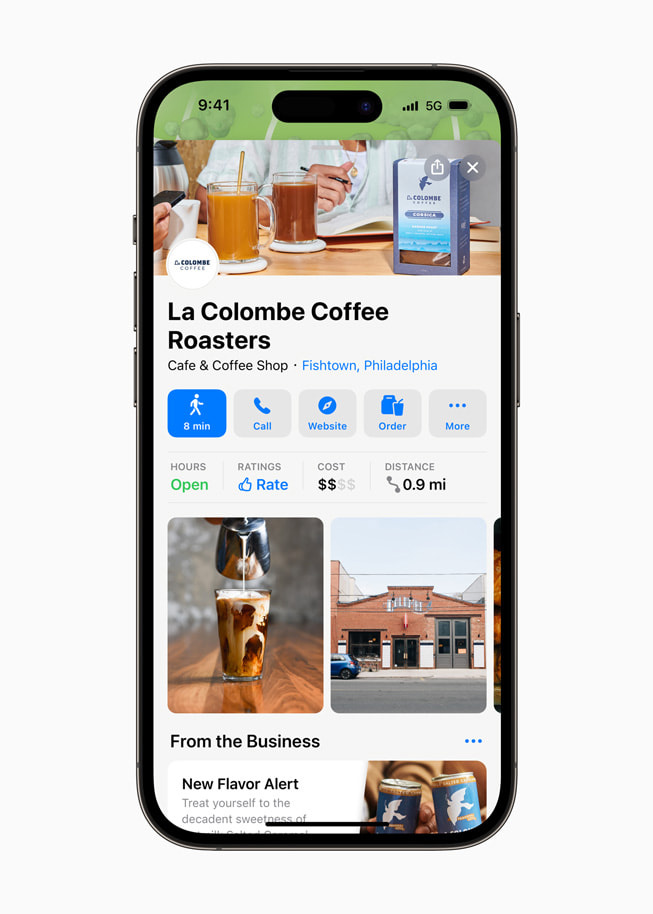 图中显示的是 La Colombe Coffee Roasters 的地点卡。