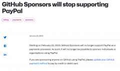 微软 GitHub 项目打赏功能不再支持 PayPal 付款