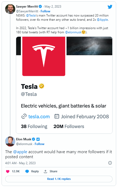 马斯克给苹果支招:在推特上发点东西,会有更多粉丝