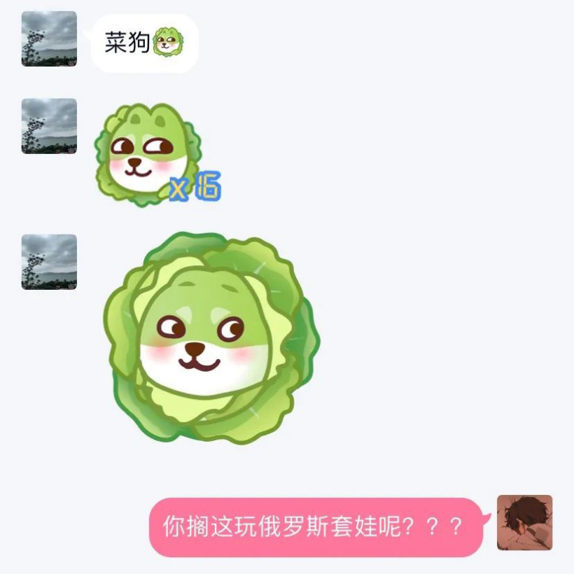 腾讯qq解答大菜汪表情霸屏